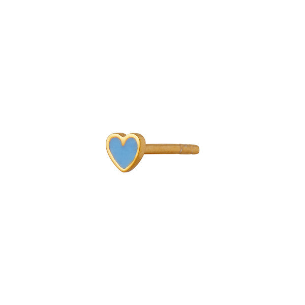 Stine A Petit love heart ørering - guld/light blue - Bahne